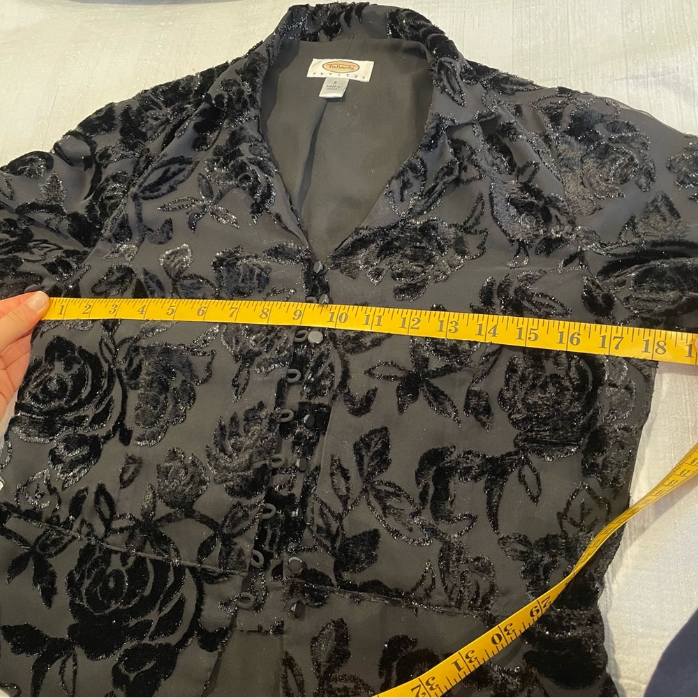 Talbots Petites Black Button Down Collared With F… - image 4